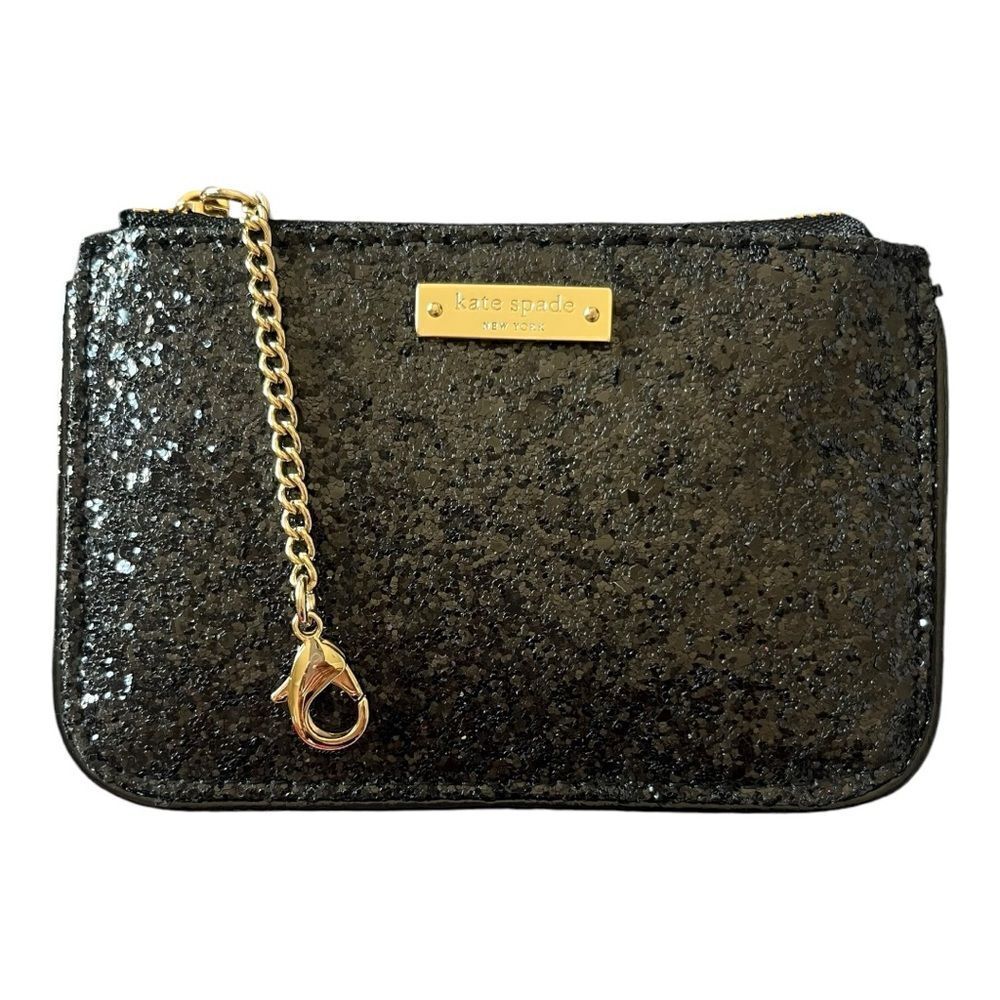 Kate Spade New York Black Glitterball Coin Purse with Keyring